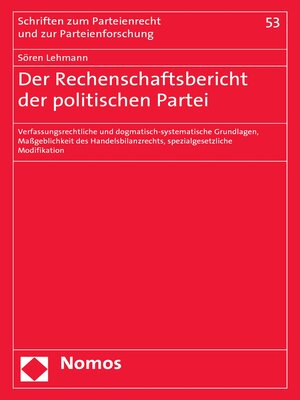 cover image of Der Rechenschaftsbericht der politischen Partei